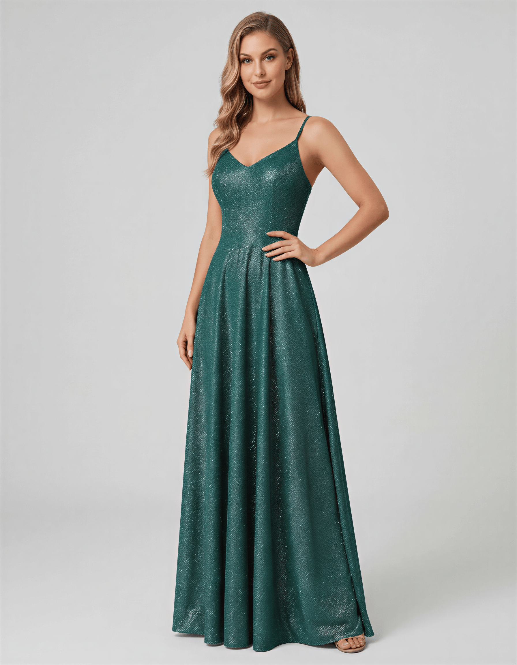 ROMAR glitter lace-up back maxi prom dress featuring a shimmering fabric and elegant design for special occasions