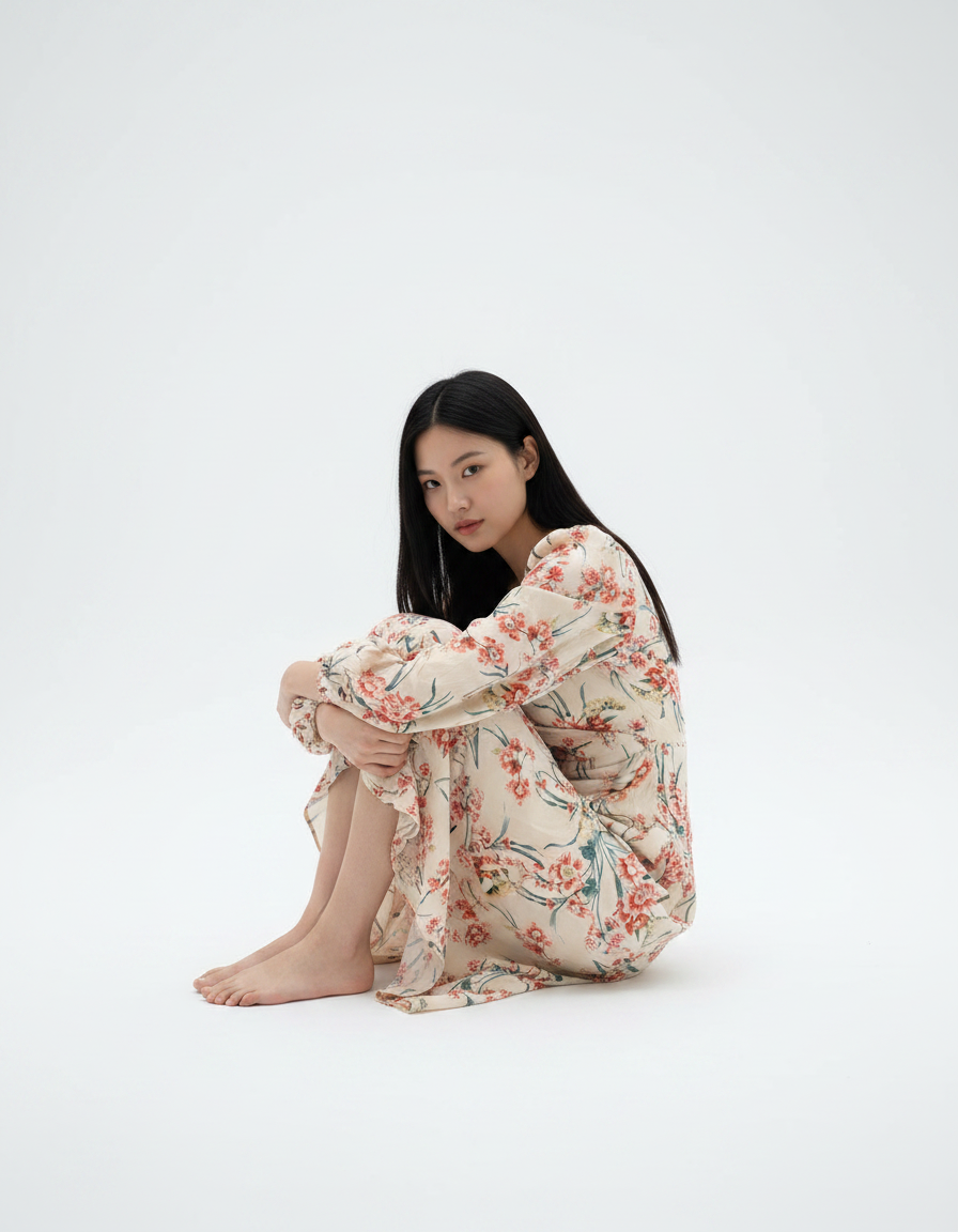 ROMAR Jardin Floral Wrap Maxi Dress featuring a vibrant floral pattern, long sleeves, and a flowing silhouette.
