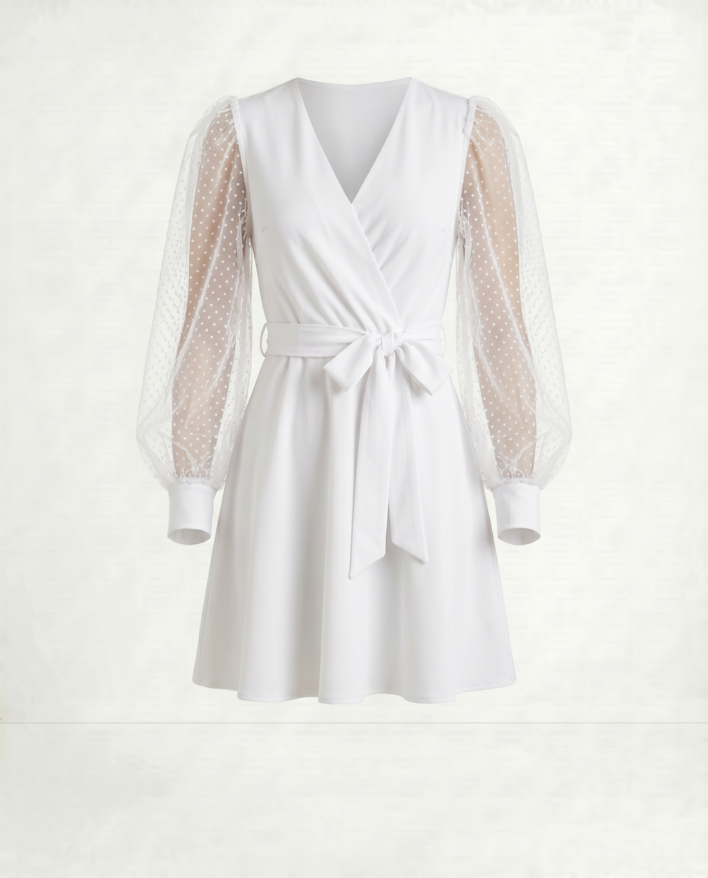 Velvet hour mesh sleeve wrap dress by ROMAR with elegant design and fitted silhouette, perfect for stylish evening wear.