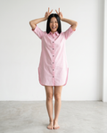 ROMAR Soleil short sleeve shirt dress displayed on a hanger, featuring a relaxed fit and classic collar design.
