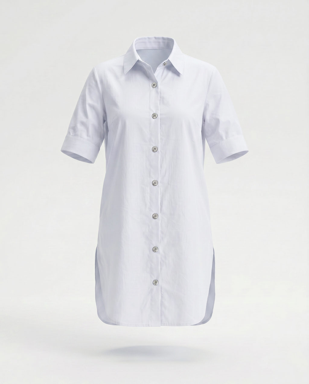 ROMAR Soleil short sleeve shirt dress displayed on a hanger with a casual, relaxed fit and classic collar.