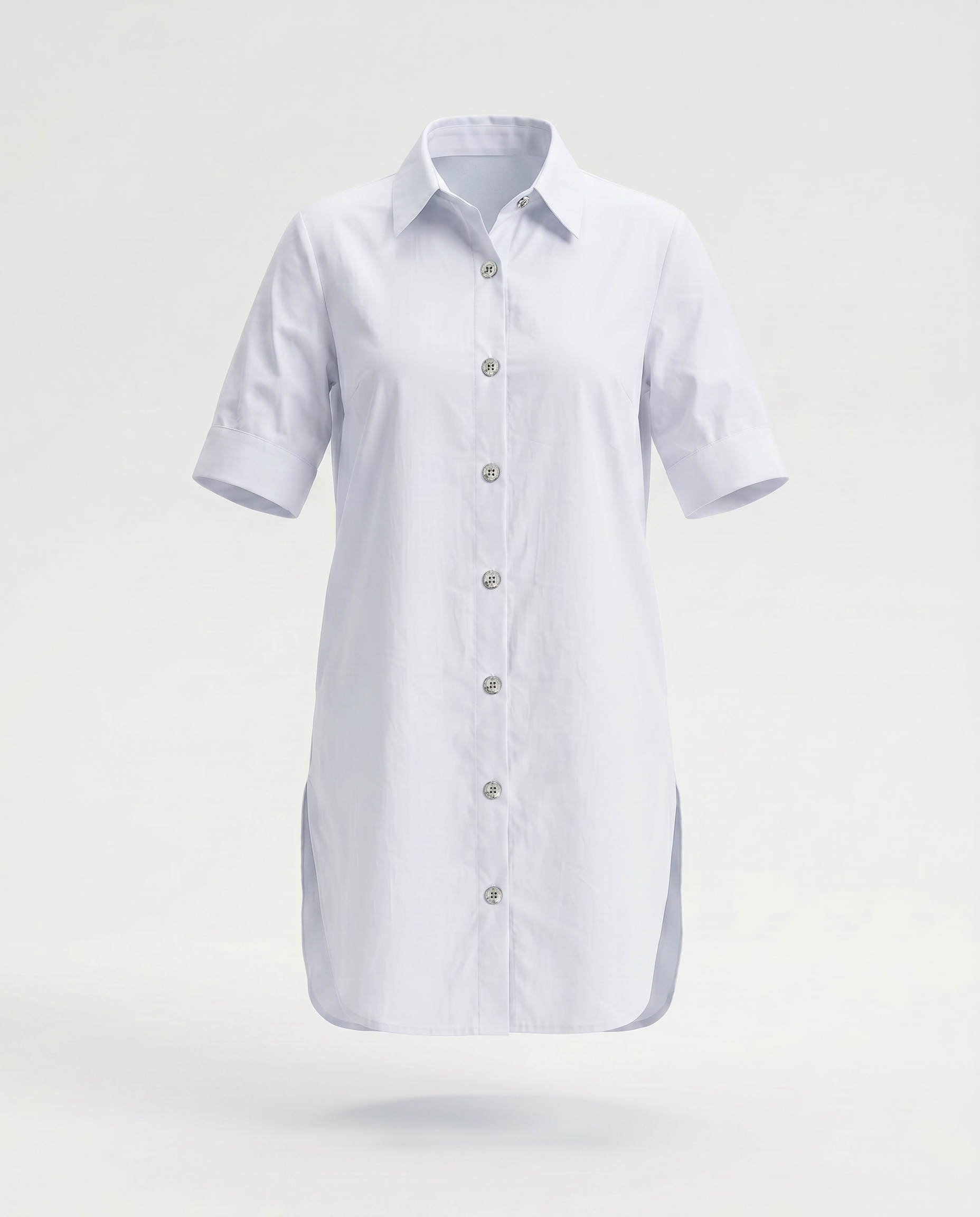 ROMAR Soleil short sleeve shirt dress displayed on a hanger with a casual, relaxed fit and classic collar.