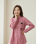 ROMAR Minou embroidered cat pocket shirt showing a casual tops design with a cute cat embroidery on the chest pocket.