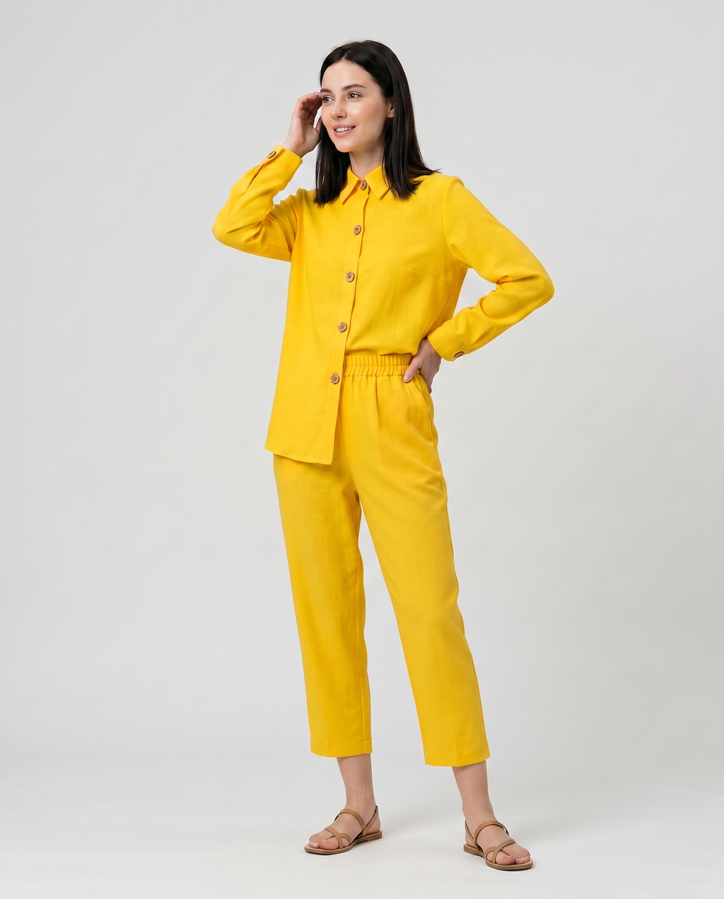 ROMAR Linen Touch shirt and trouser co-ord set jacket, featuring a lightweight, stylish design in natural linen texture.