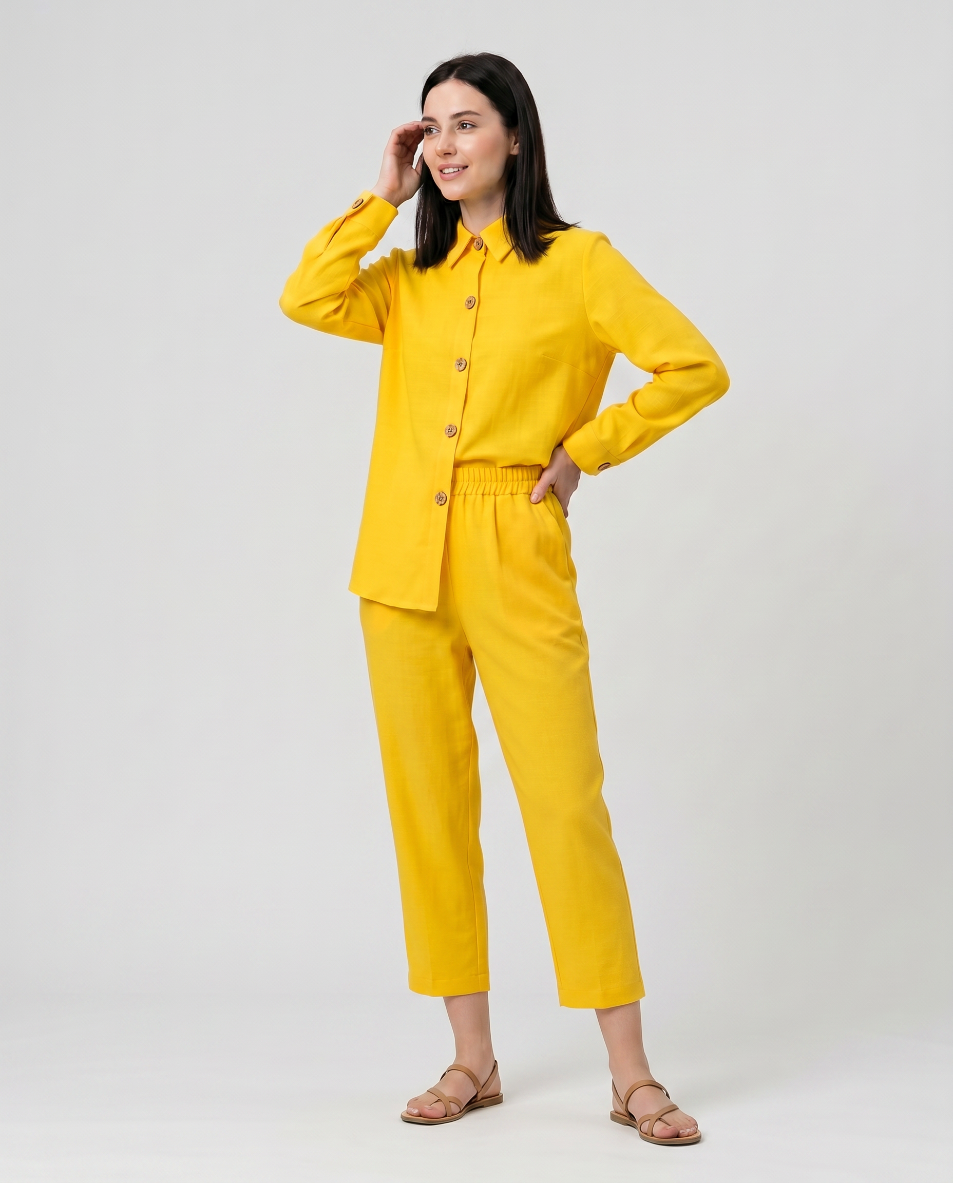 ROMAR Linen Touch shirt and trouser co-ord set jacket, featuring a lightweight, stylish design in natural linen texture.