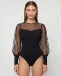 Body aus reiner Organza mit Puffärmeln