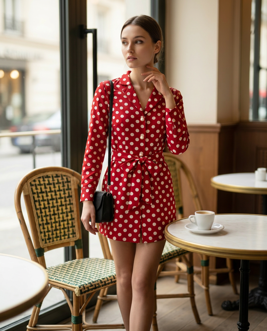ROMAR Riviera polka dot playsuit, stylish women's jumpsuit with playful polka dot pattern, casual summer fashion bottoms.