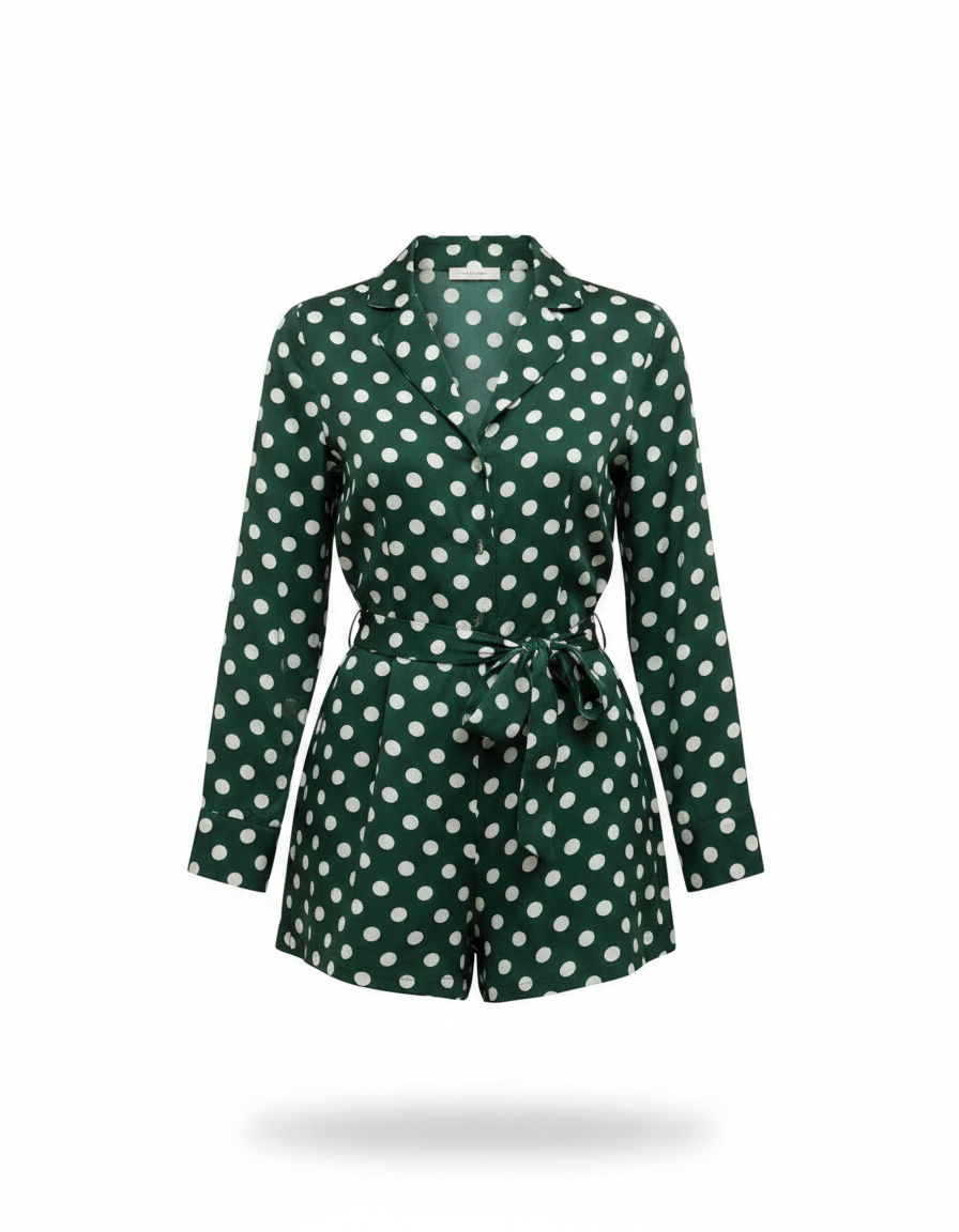 ROMAR Riviera polka dot playsuit bottoms featuring a lightweight, stylish design with a playful polka dot pattern.