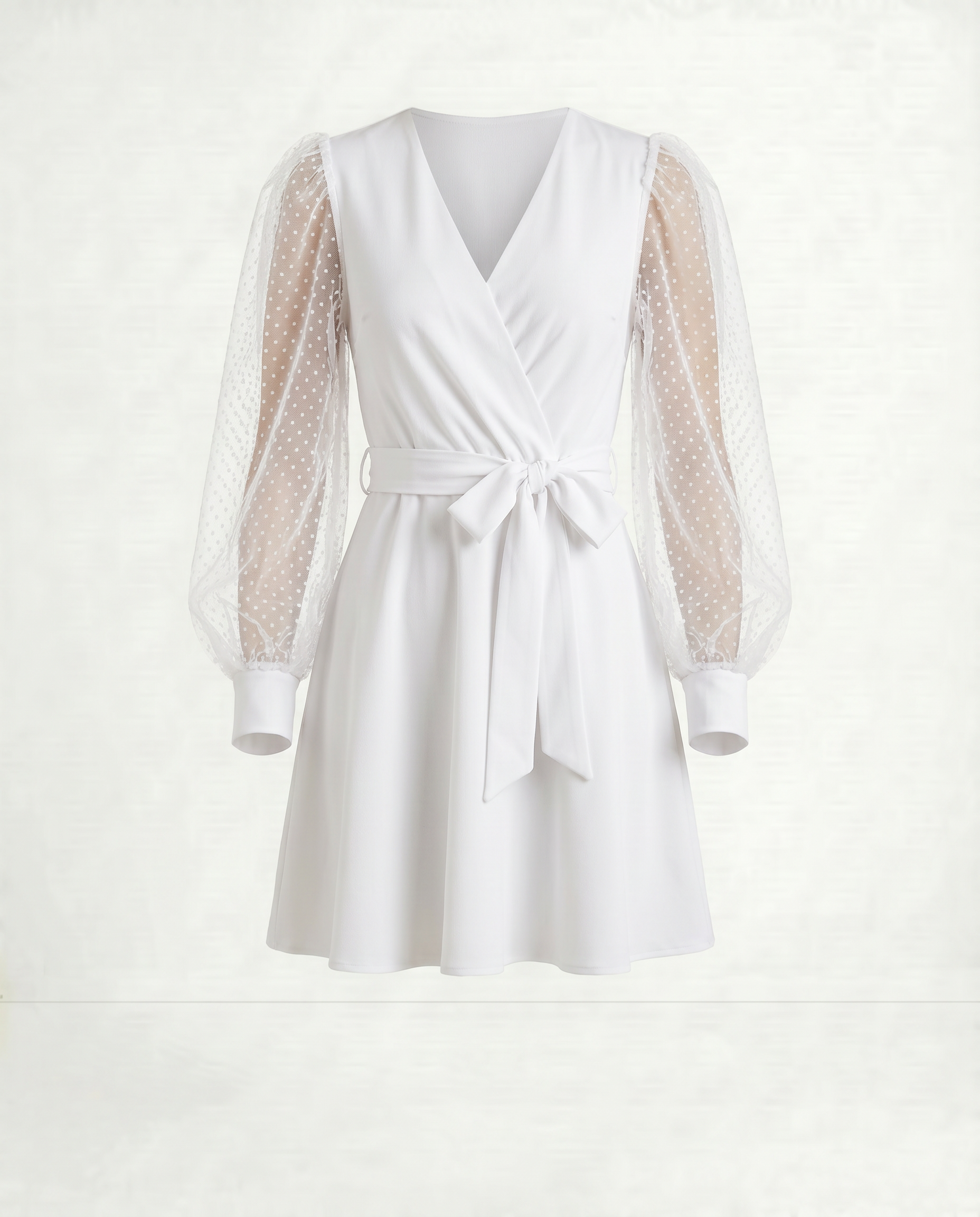 Velvet hour mesh sleeve wrap dress by ROMAR with elegant design and fitted silhouette, perfect for stylish evening wear.