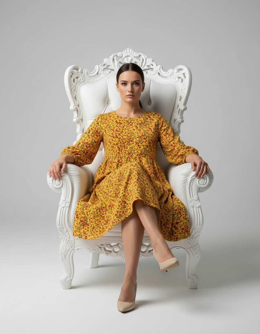 Geblümtes Schößchenkleid mit Wiesenblumenmuster