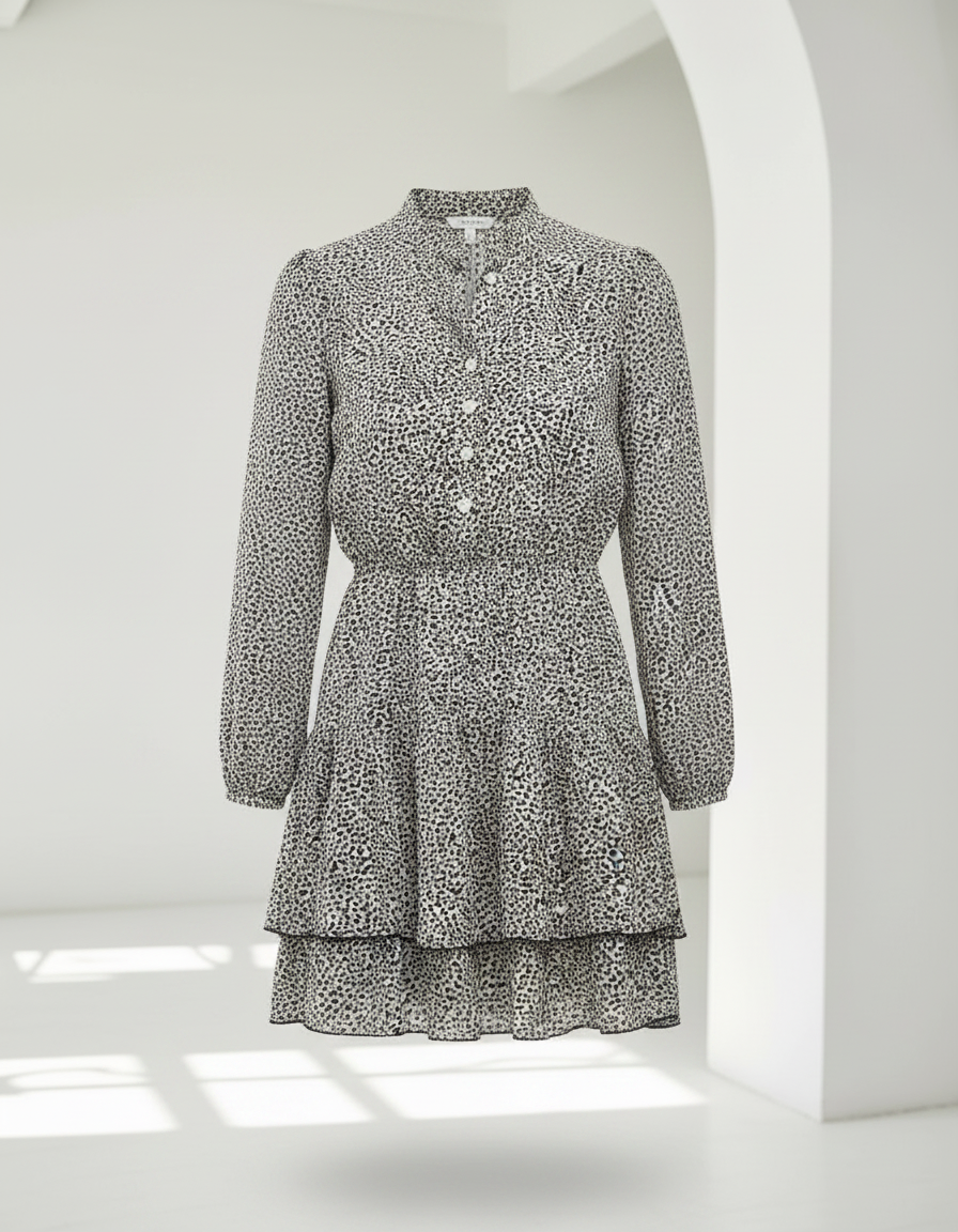 ROMAR Dusk Spot Button Mini Dress, stylish sleeveless dress with button details and dusk-colored pattern, perfect for casual wear