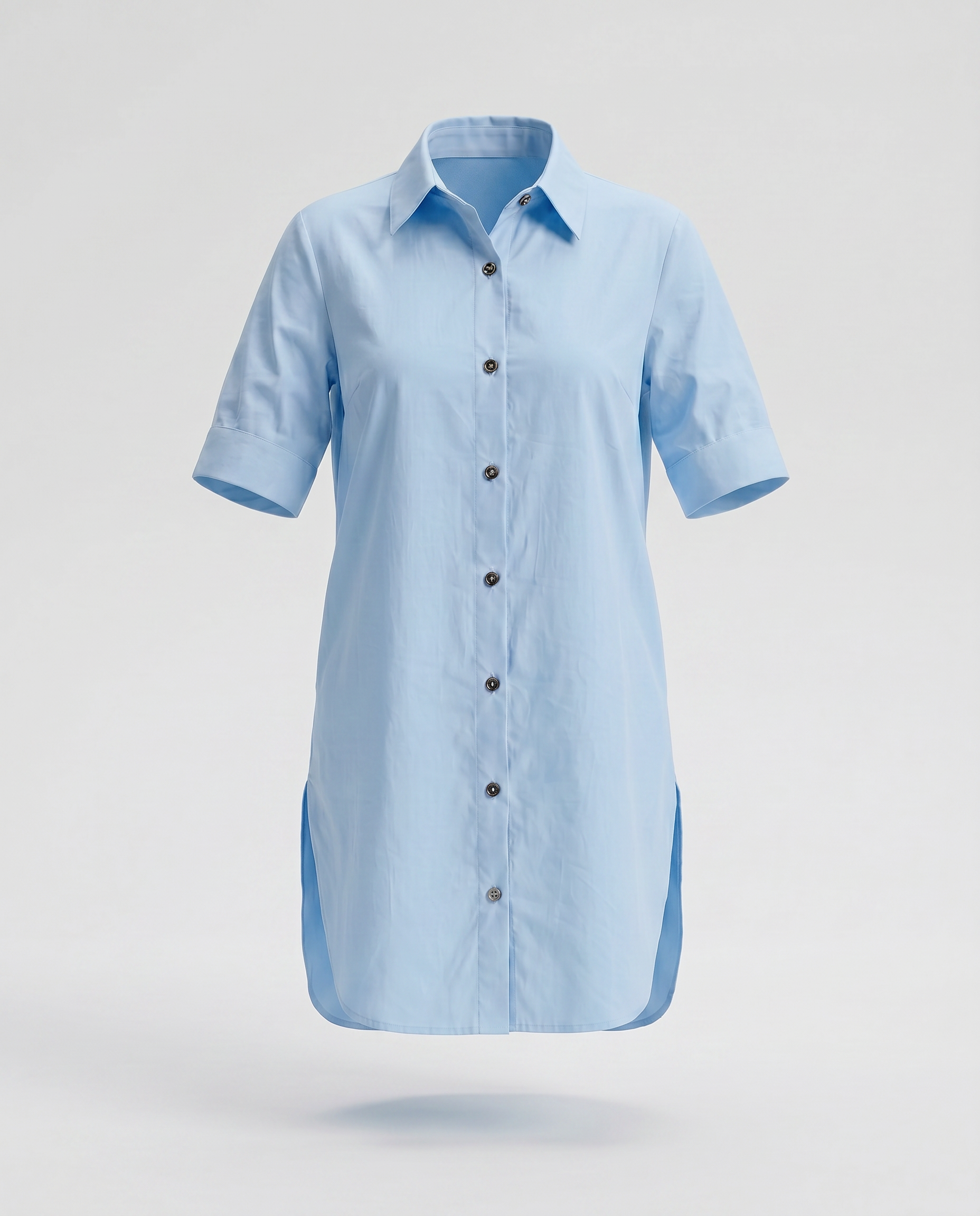 ROMAR Soleil short sleeve shirt dress displayed on a mannequin, featuring a classic collar and button-front design.
