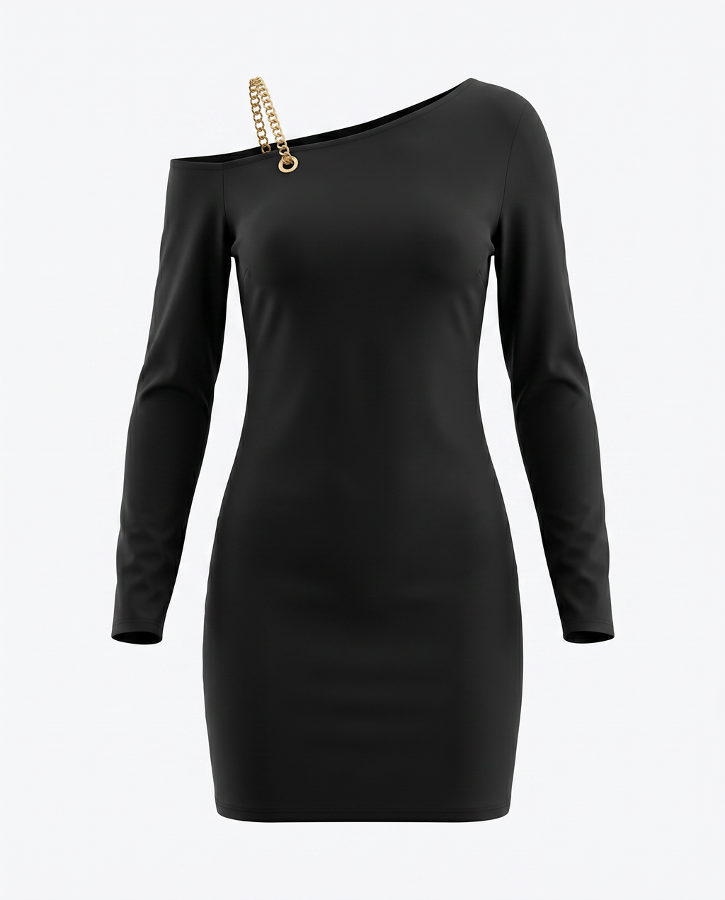 Kettenriemen-Bodycon-Kleid mit Cold Shoulder