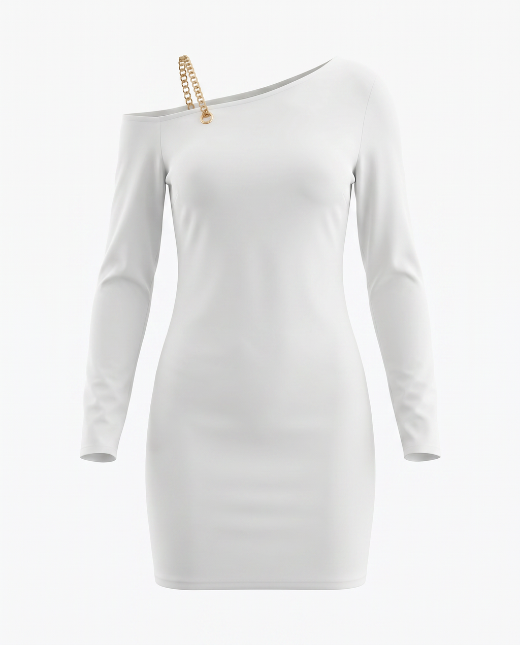 Kettenriemen-Bodycon-Kleid mit Cold Shoulder