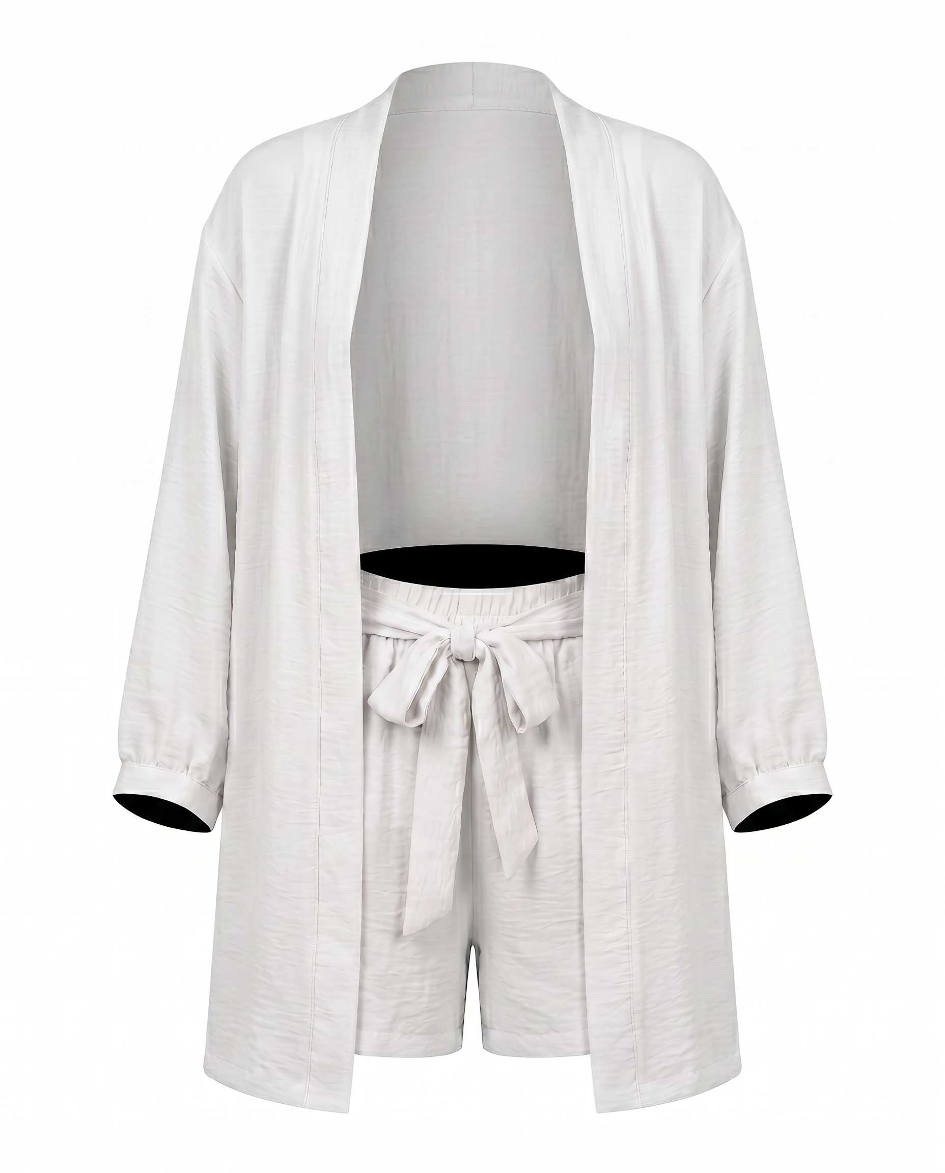 ROMAR Soleil kimono and shorts co-ord set featuring a stylish jacket and matching shorts, perfect for casual summer wear.