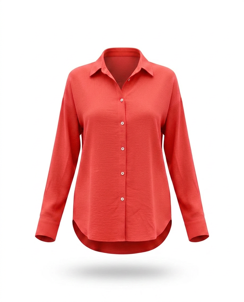 Light beige ROMAR Luxe Crepe Relaxed Shirt, stylish long-sleeve top with a relaxed fit, perfect for casual or office wear.